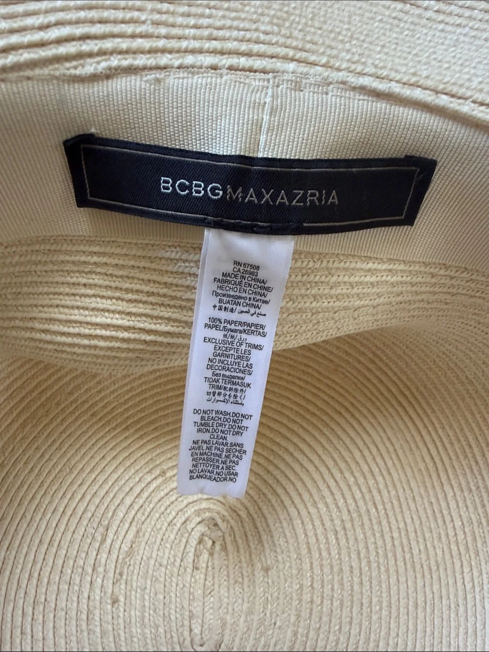 BCBG MAXAZARIA Paper Straw Boater Hat Pink Pom Poms OS